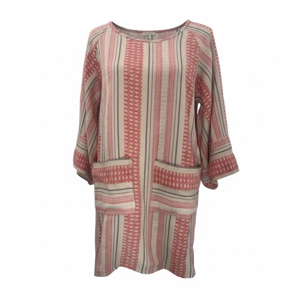 Anthropology  Stark X Small Pink Beige Stripe Cotton Tunic Top made in the USA b